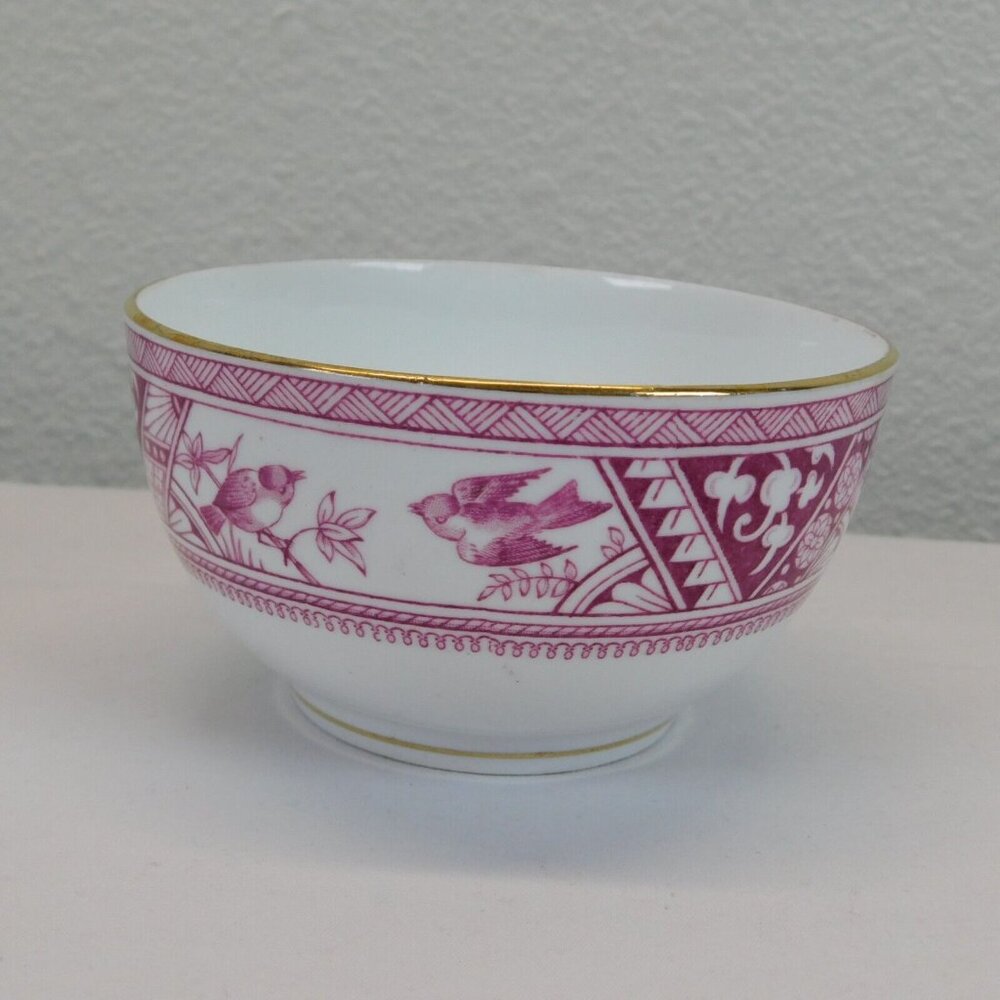 Meigh Forester Congo Fine China White Pink Gold Trim Round Bowl 4 1/8" Antique - Picture 4 of 9
